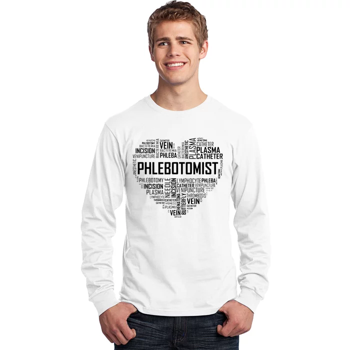 Phlebotomy Technician Phlebotomist Love Heart Gift Long Sleeve Shirt