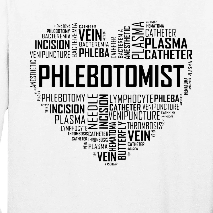 Phlebotomy Technician Phlebotomist Love Heart Gift Long Sleeve Shirt