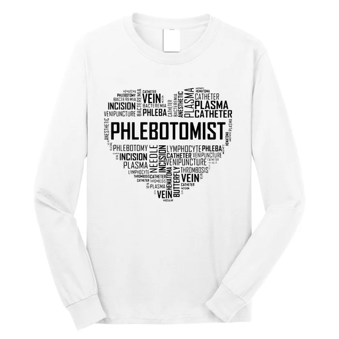 Phlebotomy Technician Phlebotomist Love Heart Gift Long Sleeve Shirt