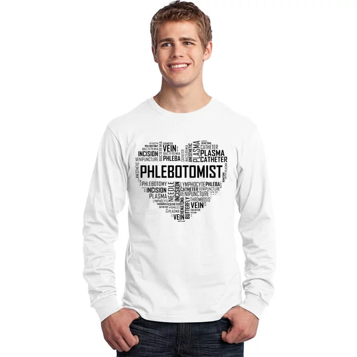 Phlebotomy Technician Phlebotomist Love Heart Gift Tall Long Sleeve T-Shirt