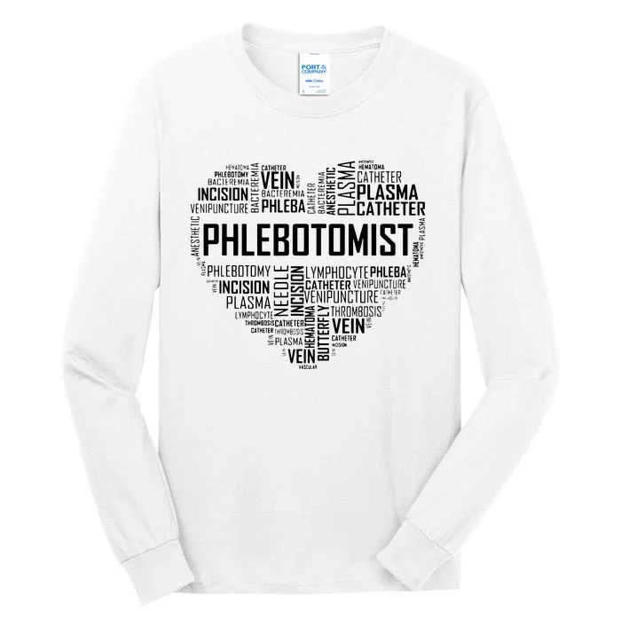 Phlebotomy Technician Phlebotomist Love Heart Gift Tall Long Sleeve T-Shirt