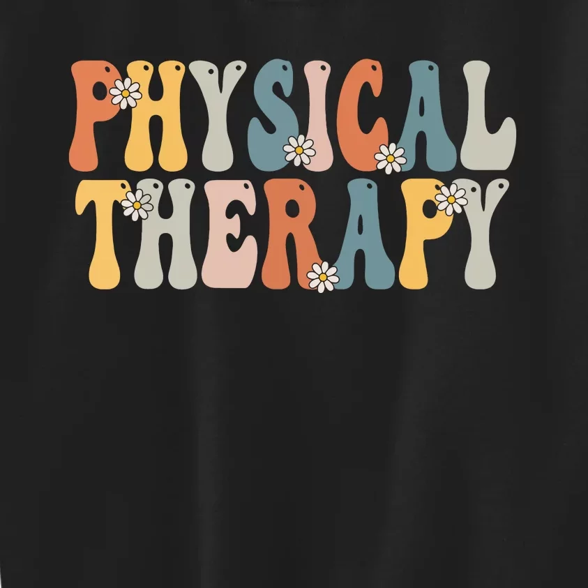 Physical Therapy Physical Therapist Pt Month Groovy Retro Kids Sweatshirt