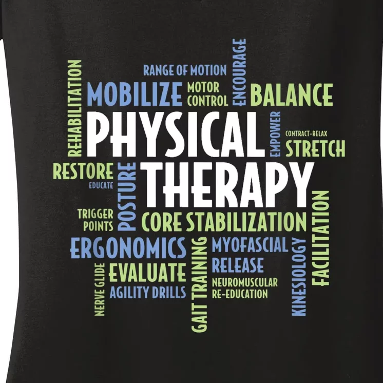 Physical Therapy Pt Words Pta Pt Month Women's V-Neck T-Shirt