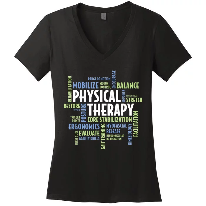 Physical Therapy Pt Words Pta Pt Month Women's V-Neck T-Shirt