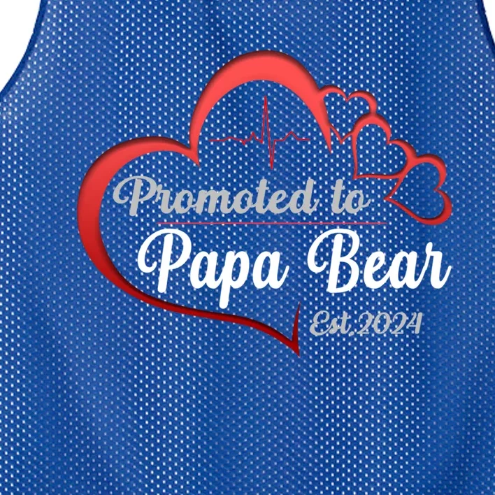 Promote To Papa Bear 2024 Funny Papa Bear Gift Mesh Reversible Basketball Jersey Tank