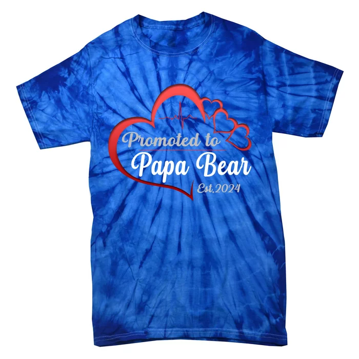 Promote To Papa Bear 2024 Funny Papa Bear Gift Tie-Dye T-Shirt