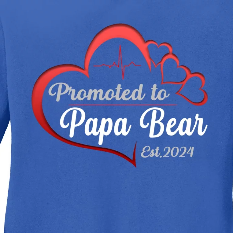 Promote To Papa Bear 2024 Funny Papa Bear Gift Ladies Long Sleeve Shirt