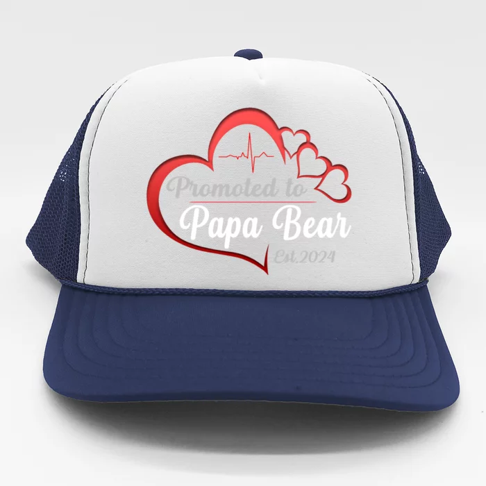 Promote To Papa Bear 2024 Funny Papa Bear Gift Trucker Hat