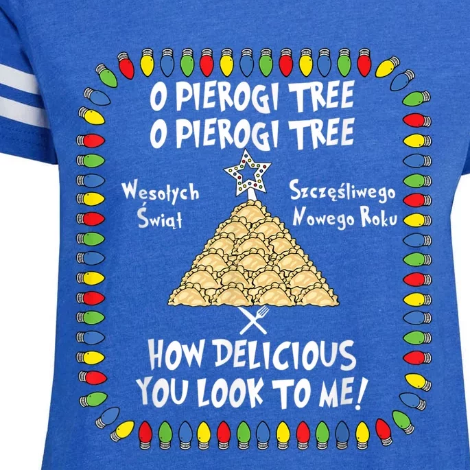 Pierogi Tree Polish Christmas Enza Ladies Jersey Football T-Shirt