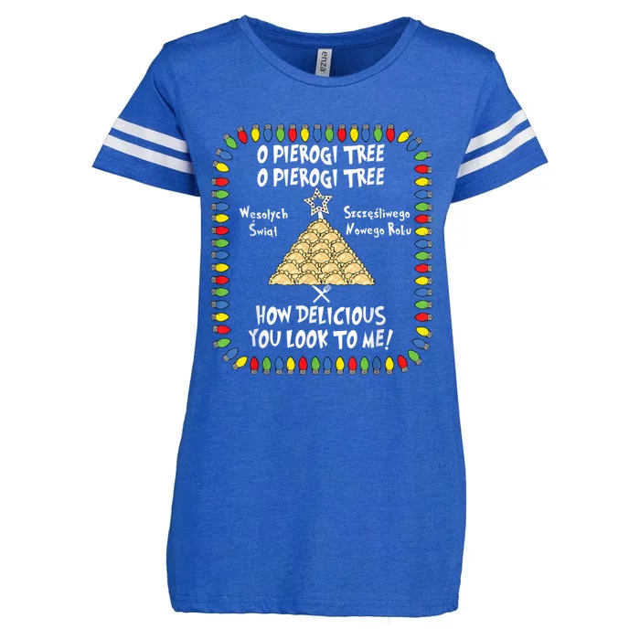 Pierogi Tree Polish Christmas Enza Ladies Jersey Football T-Shirt