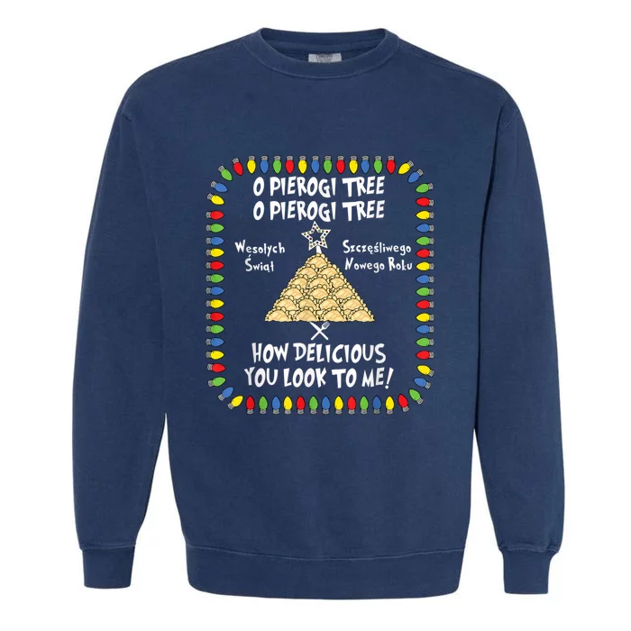 Pierogi Tree Polish Christmas Garment-Dyed Sweatshirt