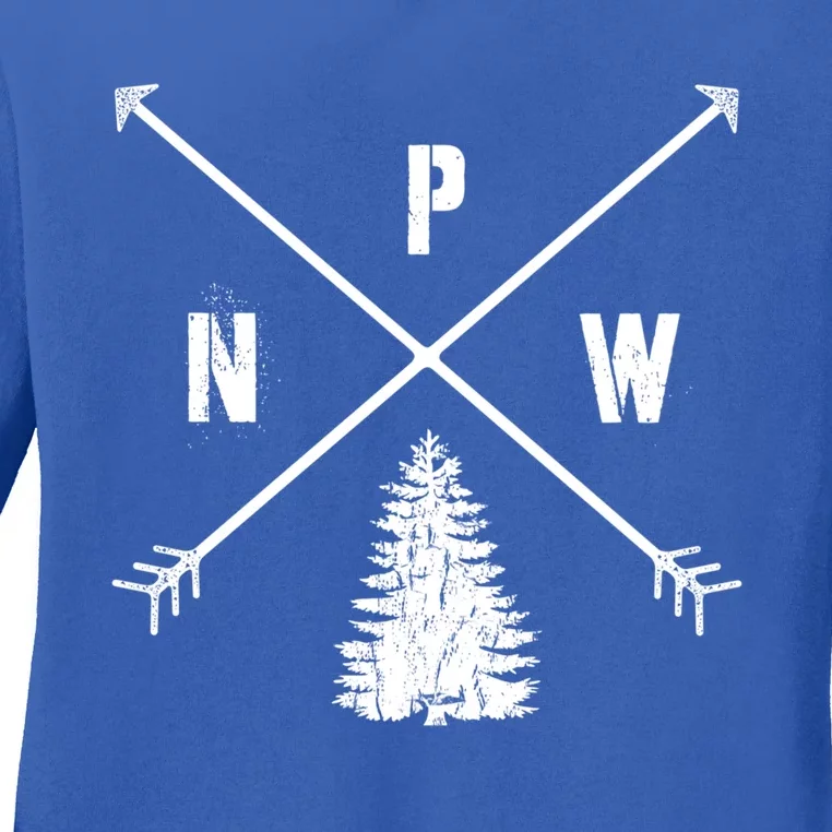 Pine Tree Pacific Northwest Pnw Arrows Fun Gift Ladies Long Sleeve Shirt