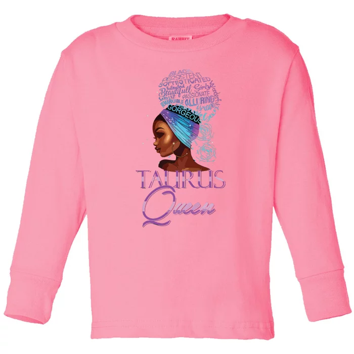 Purple Taurus Queen African American Woman April May Zodiac Toddler Long Sleeve Shirt