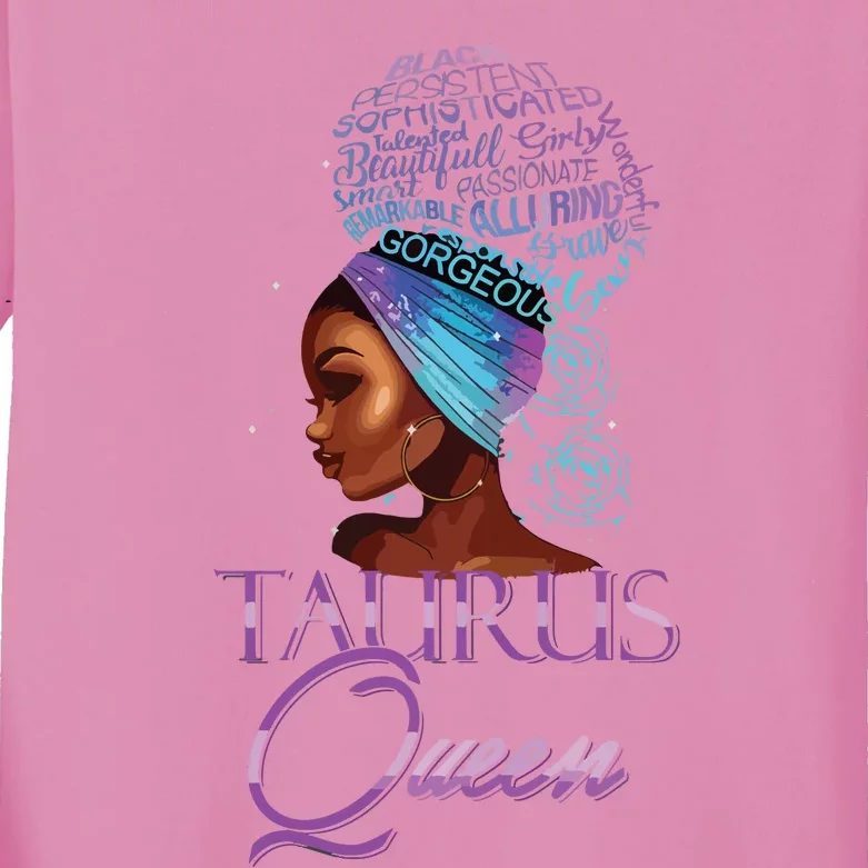 Purple Taurus Queen African American Woman April May Zodiac Kids Long Sleeve Shirt