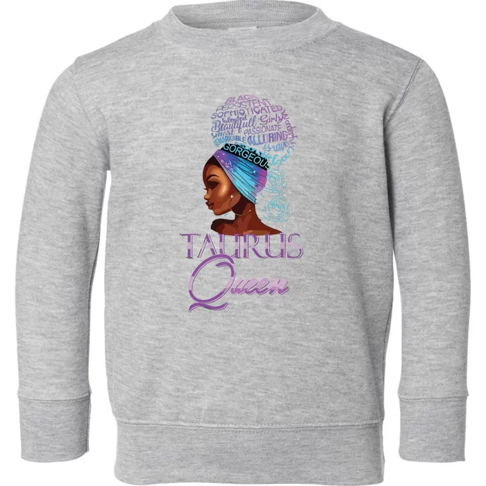 Purple Taurus Queen African American Woman April May Zodiac Toddler Sweatshirt