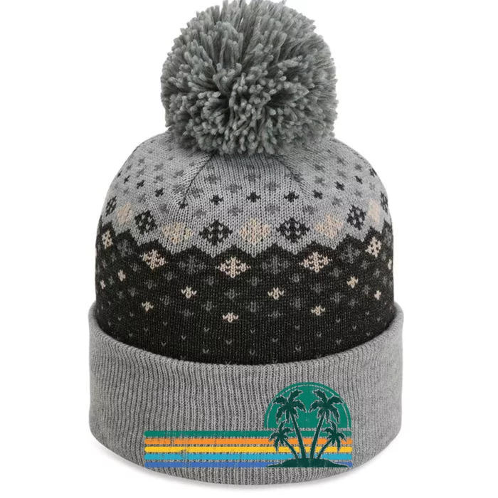 Palm Trees Retro Beach Summer The Baniff Cuffed Pom Beanie