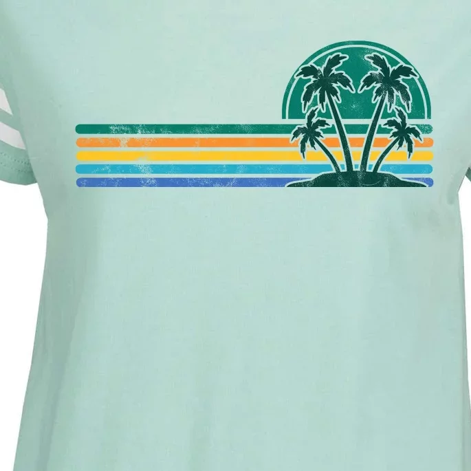 Palm Trees Retro Beach Summer Enza Ladies Jersey Football T-Shirt