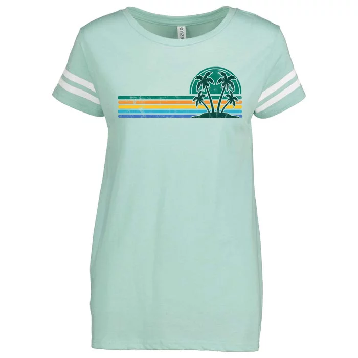 Palm Trees Retro Beach Summer Enza Ladies Jersey Football T-Shirt