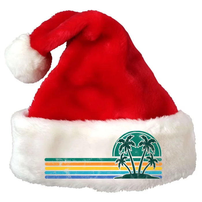 Palm Trees Retro Beach Summer Premium Christmas Santa Hat