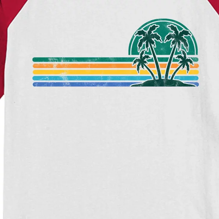 Palm Trees Retro Beach Summer Kids Colorblock Raglan Jersey