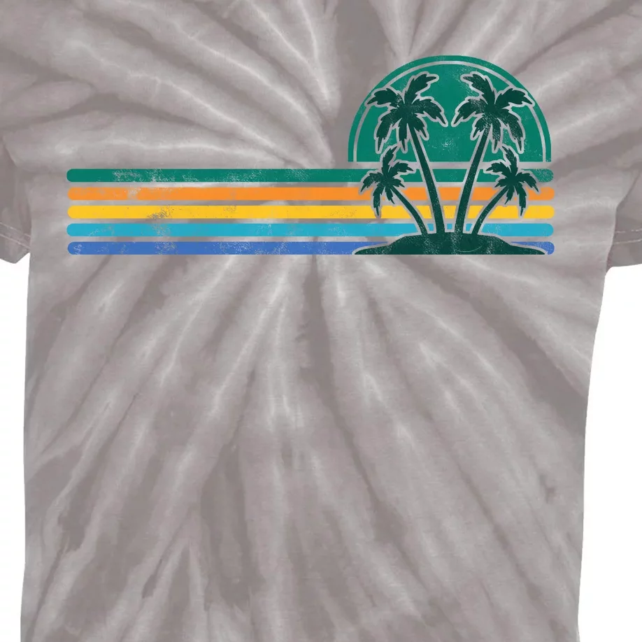 Palm Trees Retro Beach Summer Kids Tie-Dye T-Shirt