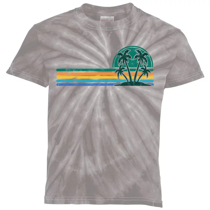 Palm Trees Retro Beach Summer Kids Tie-Dye T-Shirt