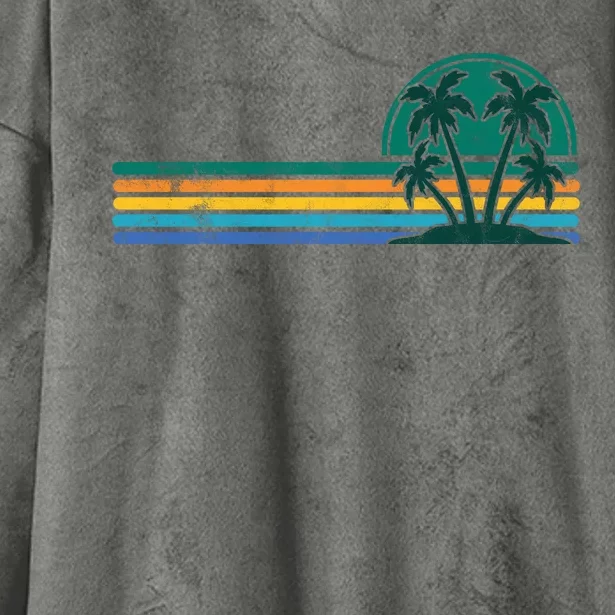 Palm Trees Retro Beach Summer Hooded Wearable Blanket