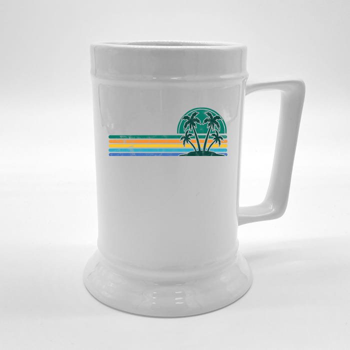 Palm Trees Retro Beach Summer Front & Back Beer Stein