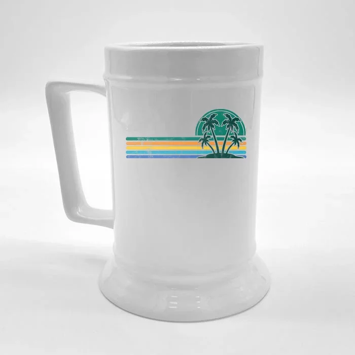 Palm Trees Retro Beach Summer Front & Back Beer Stein