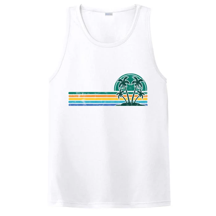 Palm Trees Retro Beach Summer Performance Tank