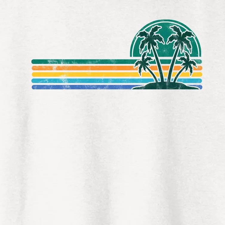 Palm Trees Retro Beach Summer Women's Crop Top Tee