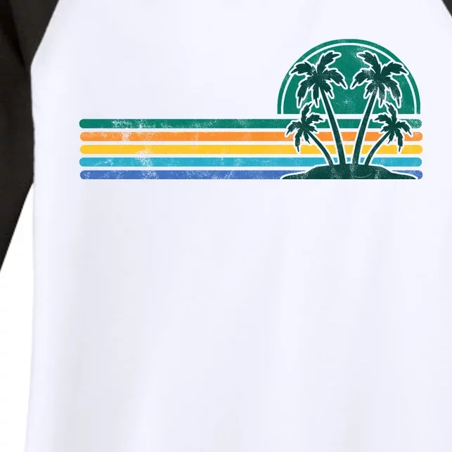 Palm Trees Retro Beach Summer Women's Tri-Blend 3/4-Sleeve Raglan Shirt