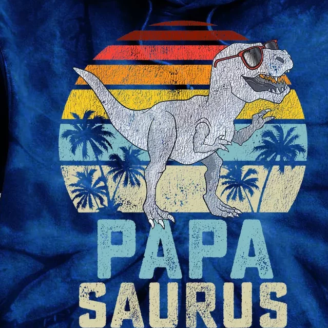 Papasaurus T Rex Dinosaur Papa Saurus Family Matching Tie Dye Hoodie