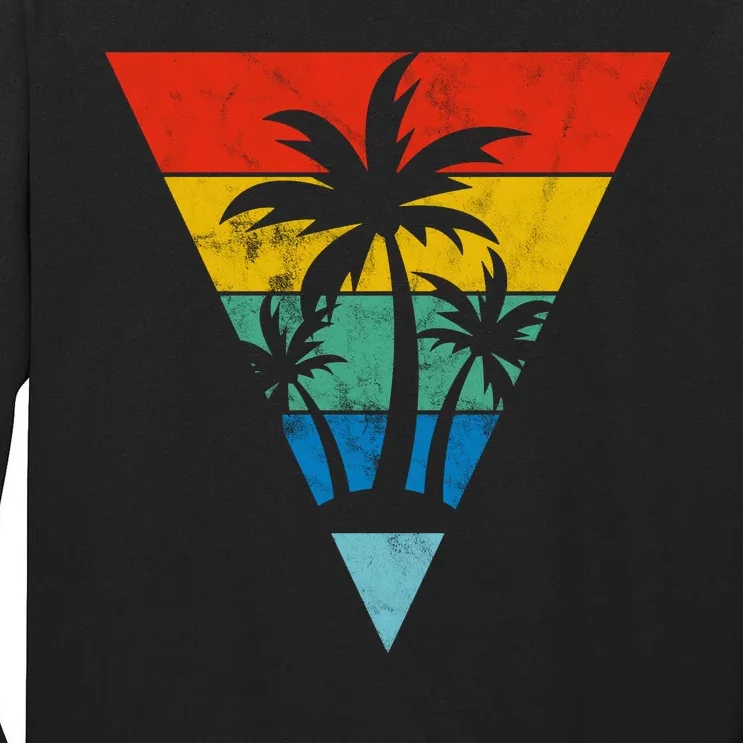 Palm Trees Retro Triangle Sunset Tall Long Sleeve T-Shirt