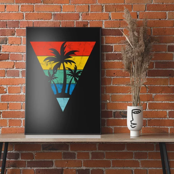 Palm Trees Retro Triangle Sunset Poster