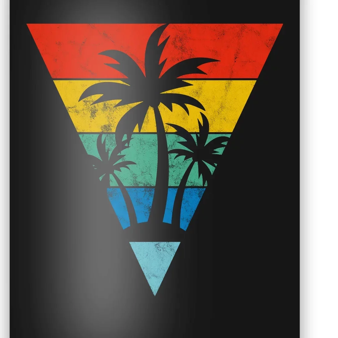 Palm Trees Retro Triangle Sunset Poster