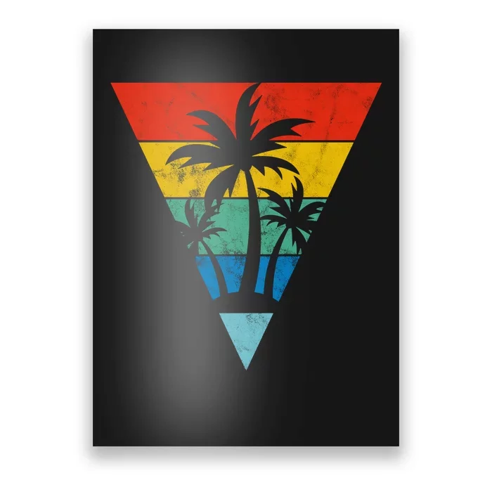 Palm Trees Retro Triangle Sunset Poster