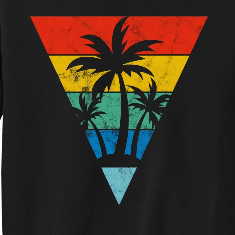 Palm Trees Retro Triangle Sunset Tall Sweatshirt