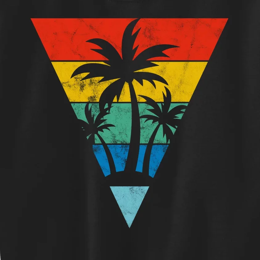 Palm Trees Retro Triangle Sunset Kids Sweatshirt