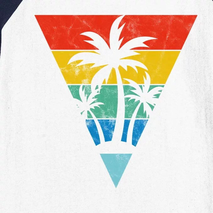 Palm Trees Retro Triangle Sunset Baseball Sleeve Shirt