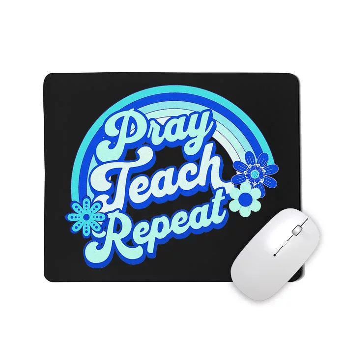 Pray Teach Repeat Groovy Back To School Christian Homeschool Mousepad