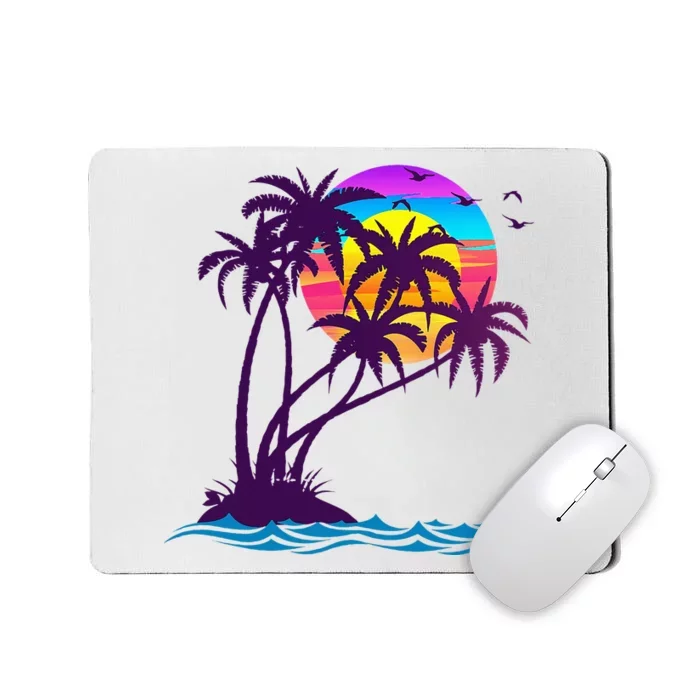 Palm Tree Retro Style Tropical Beach 60s 70s 90s Vintage Mousepad