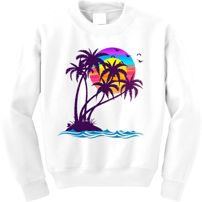 Palm Tree Retro Style Tropical Beach 60s 70s 90s Vintage Kids Sweatshirt