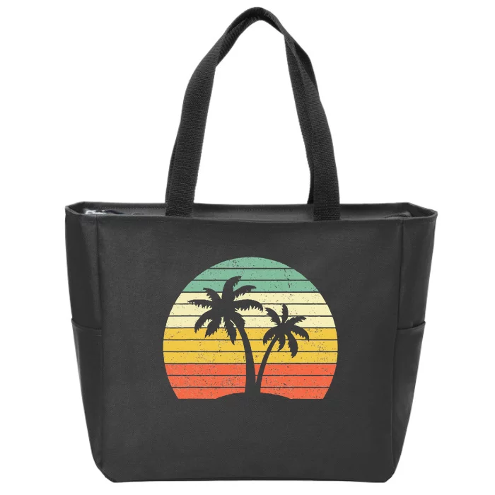 Palm Tree Retro Tropical Beach Zip Tote Bag