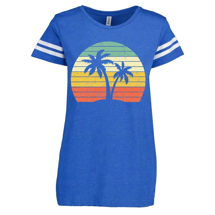 Palm Tree Retro Tropical Beach Enza Ladies Jersey Football T-Shirt