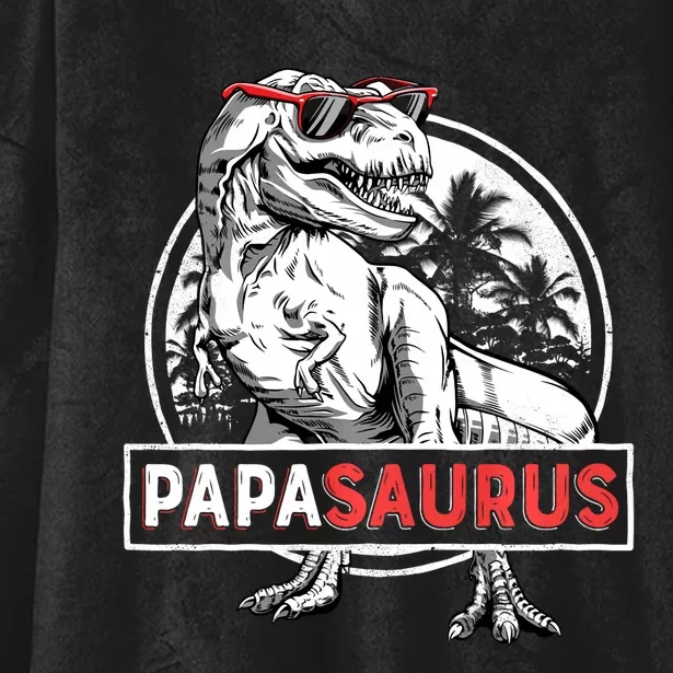 Papasaurus T Rex Dinosaur Funny Papa Saurus Family Matching Long Sleeve Hooded Wearable Blanket