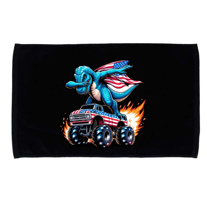 Patriotic T Rex Dabbing Monster Truck Microfiber Hand Towel