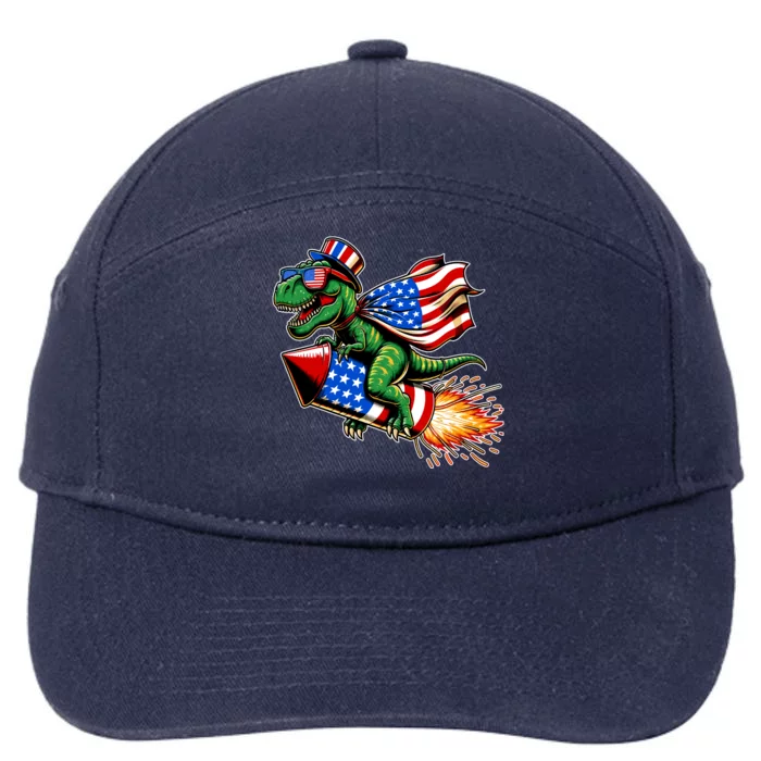 Patriotic T Rex Riding Firework 4th Of July 7-Panel Snapback Hat