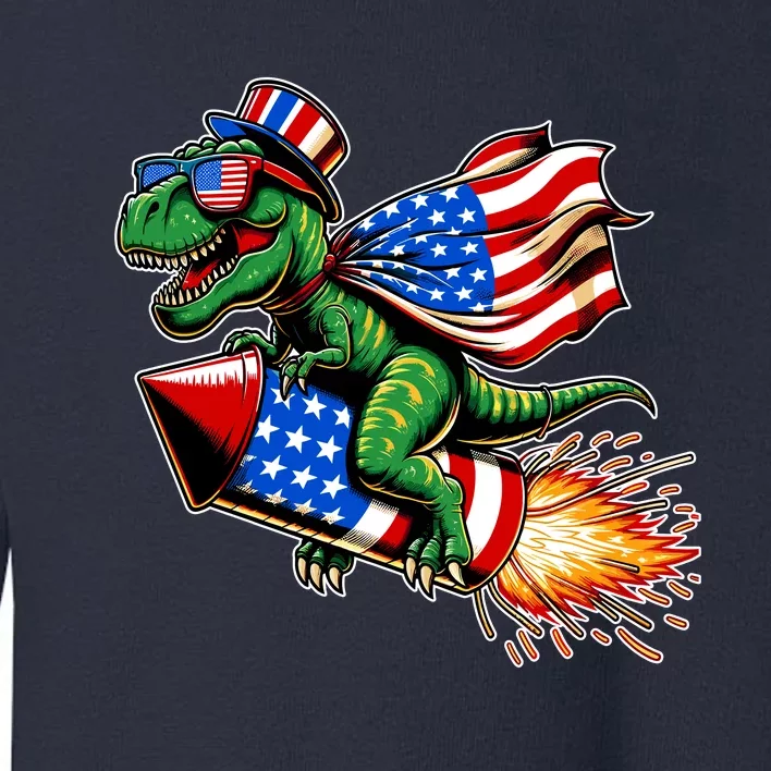 Patriotic T Rex Riding Firework 4th Of July Toddler Sweatshirt