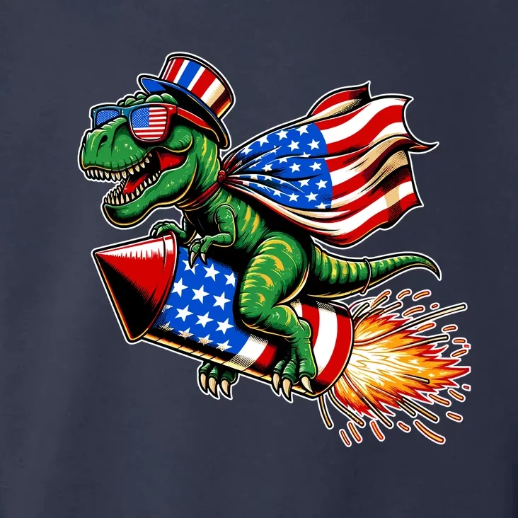 Patriotic T Rex Riding Firework 4th Of July Toddler Hoodie